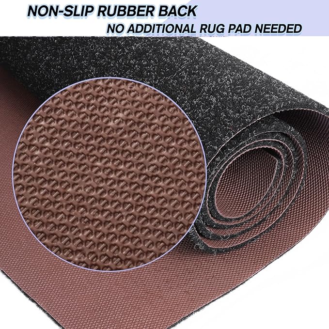Custom Size Backed Non-Slip Area Rugs Runner, Easy Clean, Waterproof Runner Rugs for Hallway Entryway, Kitchen, Laundry, 2FT x 53FT, Black