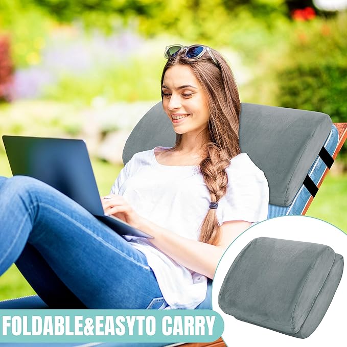 ROYALAY Recliner Leg Rest Cushion with Adjustable Straps Memory Foam Under Knee Pillow for Foot Elevation, Half Moon Leg Pillow Foldable bolster pillow for Waist Back Neck Reduce Pressure,gray