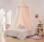 Eimilaly Princess Bed Canopy for Girls, Double Layer Canopy with Cutout Stars, Breathable Dream Canopy & Washable Pink Fabric, Fits Twin/Full Bed - Fairy Bed Tent for Kids Room Decor, Pink