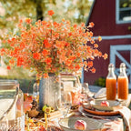 Uieke 24PCS Artificial Fall Flowers for Outdoors UV Resistant Faux Autumn Plants Bushes No Fade Plastic Plants for Outside Garden Porch Window Box Fall Décor Orange