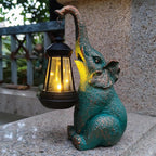 JOYBEE Garden Statues Elephant with Solar Lantern Outdoor Decor-Elephant Solar Figurines Lights Decorations for Patio Yard Lawn Ornaments-Gifts for Birthday Easter Housewarming