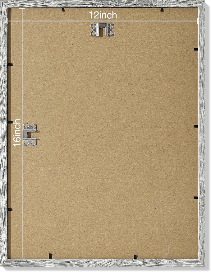 Vittanly 12x16 Picture Frames Set of 9, Shatter Resistant Plexiglass, Display 11x14 Pictures with Mat or 12x16 without Mat, Photo Frames for Wall Mount, Engineered Wood, Grey