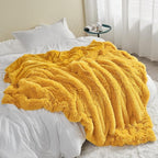 GONAAP Fuzzy Faux Fur Throw Blanket Mustard Yellow Super Soft Cozy Plush Fuzzy Shaggy Blanket for Couch Sofa Bed (Mustard Yellow, Throw(50"x60"))