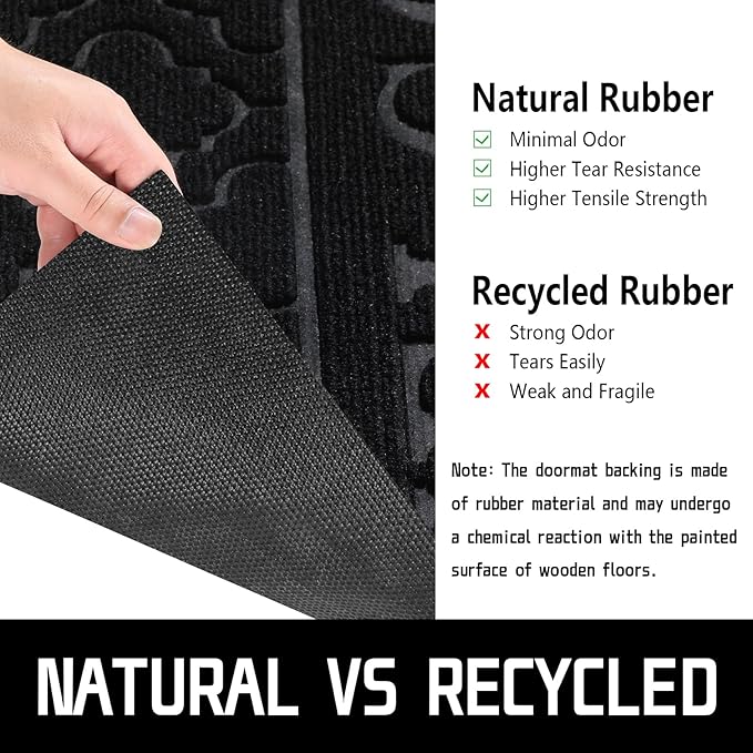 Yimobra Welcome Mat Outdoor Indoor, All-Season Waterproof Front Door Mat Outside Entrance, All-Weather Heavy Duty Non-Slip Doormat, Low Profile Porch Patio Entrance Mats, 47x32, Black