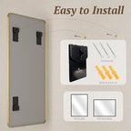 Bathroom Mirror 55" x 36", Large Rectangle Wall Mirror, Gold Metal Frame Wall Mounted Mirrors for Bathroom, Vanity, Bedroom, Entryway Decor(Horizontal/Vertical)