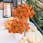 Krissing 48 Bundles Outdoor Artificial Flowers UV Resistant Fake Flowers Faux Plastic Flowers Plants Outside Garden Porch Window Box Fall Decor (Orange)
