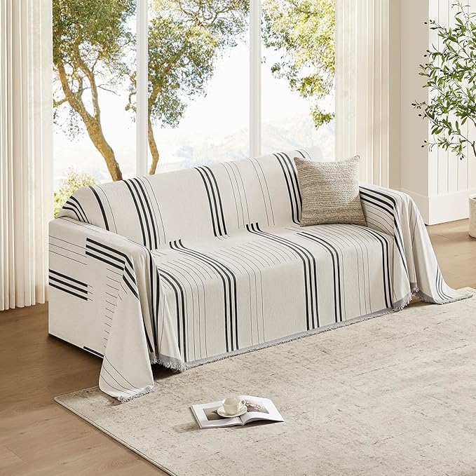 Boho Couch Cover Washable Sectional Couch Covers for Dogs Reversible Sofa Slipcover for 2 or 3 Cushion Couch Pet Friendly Furniture Protector (2# Heise, 91" x 134")