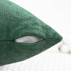 CaliTime Throw Pillow Covers Decorative 12 X 20 Inches Pack of 2 Cozy Chenille Cushion Cases for Couch Sofa Bed Living Room Home Dark Green