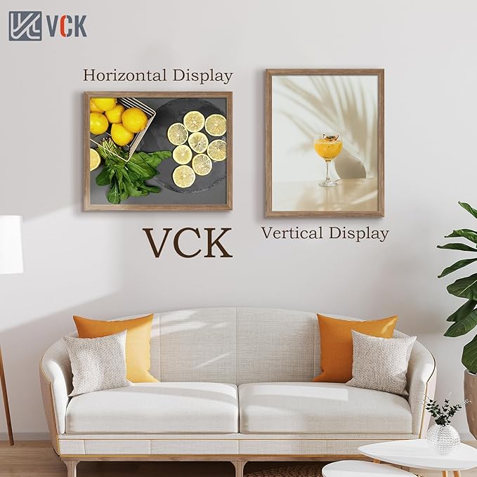 VCK 22x28 Frame 3 Pack - Brown Walnut, Natural Textured Solid Wood Poster Picture Frame, Wall Mounting Hanging