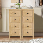 4 Drawer Dresser for Bedroom Set of 2, 36.81''Tall Modern Chest of Drawers with Fluted Panel, Wood Storage Dresser Organizer with Deep Drawers for Nursery Living Room Hallway (2, Wood Color)