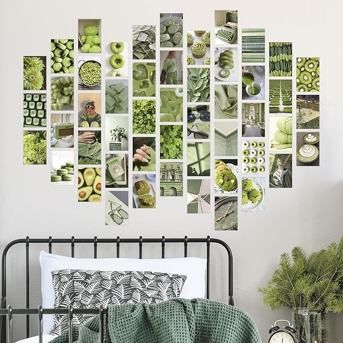 Y2K BOO Matcha Green Wall Collage Kit - 50 Aesthetic Posters for Room Decor, Perfect for Dorms and Bedrooms, Trendy Green Wall Art for Teen Girls and Modern Spaces