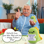 Mini Grandpa Gifts for Christmas– Handmade Crochet Dinosaur Grandpasaurus RAWR I Love You Gift for Grandpa Papa Pops Birthday Christmas Stocking Stuffer Decorative Collectible