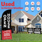 44 Pcs Open House Signs for Real Estate, Double Sided Open House Flag Kit, 7.6 x 5.4 Ft Black Banner Flag Poles Set for Outside, Directional Arrows Sign Stakes Balloons for Open House Supplies