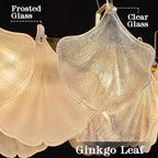 Gold Round Chandelier 8 Light Ginkgo Crystal Chandelier Light Fixture Hammered Glass Vintage Chandelier for Living Room Dining Room Bedroom High Ceiling Foyer,24in