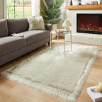 AMTOVO Faux Fur Sheepskin Rug for Living Room, 4 x 6 ft Light Grey Fluffy Area Rug for Bedroom, Playroom, Luxury Room Decor, Rectangle