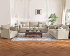 135.5" Oversized Modular Sectional Sofa, L Shaped Convertible Couch with Movable Ottoman, 5 Seat Corner Couches for Living Room Deep Seat Beige Chenille