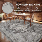 Washable Rugs for Living Room 5x7 Area Rug Soft Living Room Rug Carpet-Rugs for Bedroom Vintage Oriental Floral Dining Room Non Slip Grey