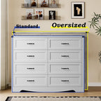 8-Drawer Dresser for Bedroom, Modern Wooden Chest of Drawers with Metal Handles, Anti-Tipping Design, Sturdy and Stable Storage Organizer for Living Room, Entryway, Home Office