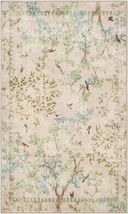 jinchan Botanical Birds 3x5 Beige Area Rugs for Entryway Washable Non Slip Soft Nature Plants Modern Kids Room Carpet Vintage Ultra Thin Low Pile Rug for Living Room Kitchen Bathroom Front Door