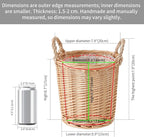 Handwoven Wicker Planter Basket with Waterproof Liner – Natural Yellow Decorative Flower Pot Holder for Indoor Use - Small Size (Inner Top Ø 7", Inner Height 5.9")