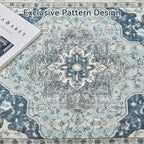 Topllen Runner Rug - 2'x6' Boho Washable Kitchen Rug, Non-Slip Soft Low Pile Rugs Indoor for Entrance Living Room Bedroom Bathroom,Vintage Throw Hallway Carpet Stain Resistance (Blue, 2x6ft)