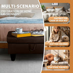 Ottoman Rectangular Storage Ottoman Bench, Flannel Footrest Stool Footstool with Lid for Living Room, Bedroom, Entryway, Coffee, 28.5"x19"x17.5"