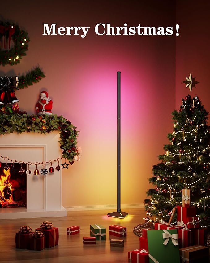 Corner Floor Lamp, RGB LED Corner Lamp with Music Sync, Smart App and Remote Control Color Changing Ambience Light, LED Lamp with 16 Million Colors for Gaming Room, Bedroom, Living Room