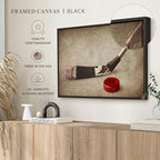 Elephant Stock Vintage Ice Hockey Wall Art - Horizontal Framed Canvas - 1-Piece Hallway Wall Decor - Photography Sports Canvas Print - Brown and Beige Decor for Wall - 37" X 25"
