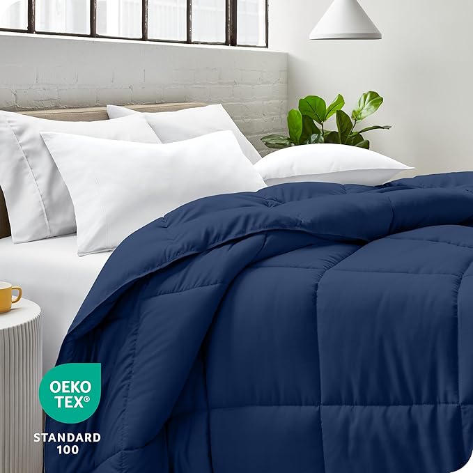Bare Home Duvet Insert Comforter - Full Size - Goose Down Alternative - Ultra-Soft - Premium 1800 Series - All Season Warmth - Bedding Comforter (Full, Dark Blue)