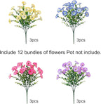 HyeFlora Artificial Flowers for Outdoors Fake Plants Outside Decoration, 12 Bundles Silk Colorful Morning Glory with Eucalyptus UV Resistant Realistic Faux Flowers for Planter Porch Patio Yard Indoor