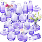Bud Vases in Bulk 24 | Purple Glass Vase Set – Small Clear Bud Vases for Wedding Centerpieces, Floral Arrangements, Table Decor | Bulk Elegant Mini Vases for Events, Home & Party Decorations