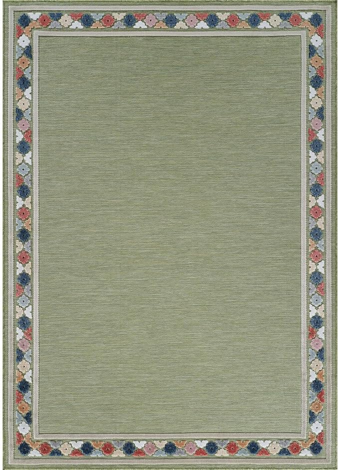 Beverly Rug Outdoor Rug 9x12 Modern Bordered Large Area Rugs for Indoor and Outdoor Patio Easy to Clean Non Shedding Living Room Porch Garden Washable Outside Carpet (9 x 12 Green)