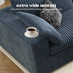 118" Cloud Couch Oversized Modular Sectional Sofa for Living Room,Modern Sofa with Deep Seat，V Shaped Boneless Couch,Comfy Upholstered Corduroy Couches for Apartment, Studio, Office,Bedroom，Blue