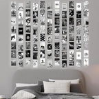 Y2K BOO Black and White Wall Collage Kit - 100 Trendy Monochrome Aesthetic Photos for Sophisticated Spaces, Perfect Room Decor for Teens, 4"x6" Vintage Wall Art for Dorms