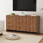 9 Drawer Dresser for Bedroom, Modern Closet Chest of Drawers with Wave Fluted Drawer, Wood Storage Small Dresser Organizer for Nursery Bedroom Living Room Hallway Closet (Walnut)