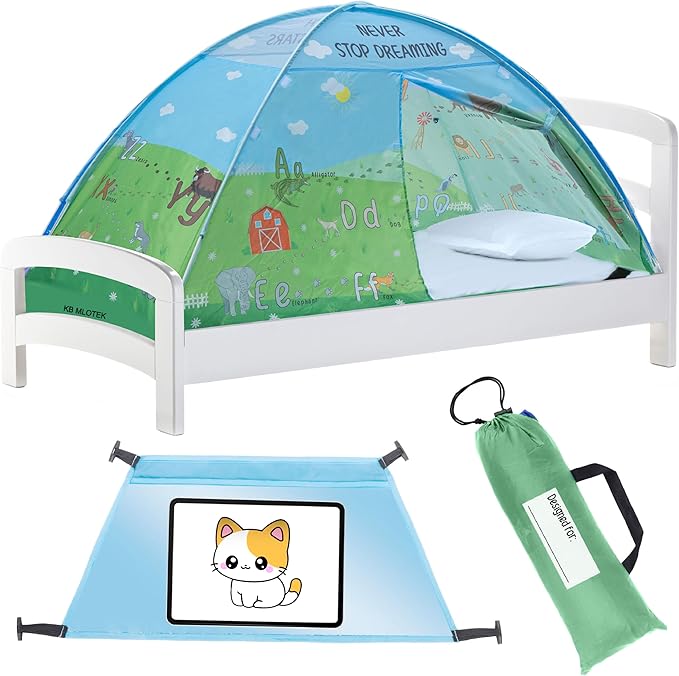 Animal Twin Bed Tent for Kids Indoor Fort - Magical Dream Tents for Boys Pop Up Toddler Bed Canopy for Girls Bunk Bed Tent for Top Bunk - Sensory Sleep Pod for Kids Educational