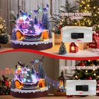 Bdor Christmas Village Tabletop Decoration with Rotating Train, Music and Lights – Lighted Christmas Scene with Santa Sleigh, Tree, and Kids – Battery or Plug Powered