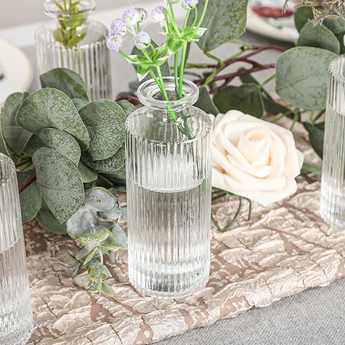 Glass Bud Vases Set of 20, Living Bud Vases, Small Bud Vase in Bulk, Mini Flowers Vases for Centerpiece, Vintage Decorative Vase Set for Table Decorations, Wedding Reception, Home Decor (Clear)