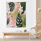 ICMOLYYENLO Tropical Green Plant Tapestry, Green Palm Leaves Natural Landscape Print Wall Tapestry for Bedroom Living Room Dormitory 60x60 Inch