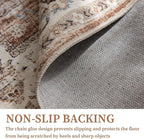 5'x7' Area Rug - Vintage Persian Medallion Design Low-Pile Faux Wool Rug, Non-Slip Backing, Machine Washable, for Living Room, Dining Room, Bedroom (Brick Red)