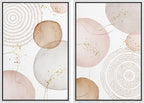 SIGNFORD Framed Wall Art Print Set Pastel Pink Gray Watercolor Circles Abstract Shapes Illustrations Modern Minimalist Relax/Calm Multicolor for Living Room, Bedroom, Office - 24"x36"x2 White