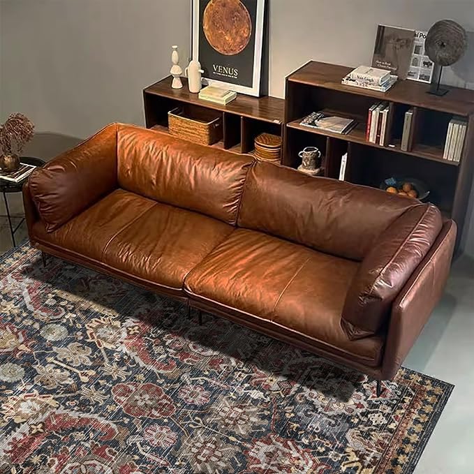 RUGSURE Washable Area Rugs - Perfect for Living Room, Bedroom, Kids Room, Nursery - Stain & Water Resistant Non-Slip, Pet & Child Friendly, Vintage Tribal Area Rugs (Rust, 5' x 7')