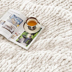 Ultra Soft Chunky Knit Blanket Throw -40x50 Hand Knitted Warm Chenille Throw Blanket, Home Decor Soft Thick Yarn Cable Knit Blanket Breathable Fleece Banket Christmas for Couch Bed Sofa Best GIF