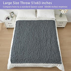 Bigacogo Chunky Knit Throw Blanket for Couch, 51x63 inches, 100% Hand Knitted with Thick Jumbo Chenille Yarn, Cozy Soft Large Rope Knot Cable Crochet Blankets for Sofa Bed Living Room, Iron Gray