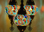 Mozaist Turkish Mosaic Lamp with Bulb – 3 Globe Tiffany-Style Moroccan Table Light (Multi-Colored)