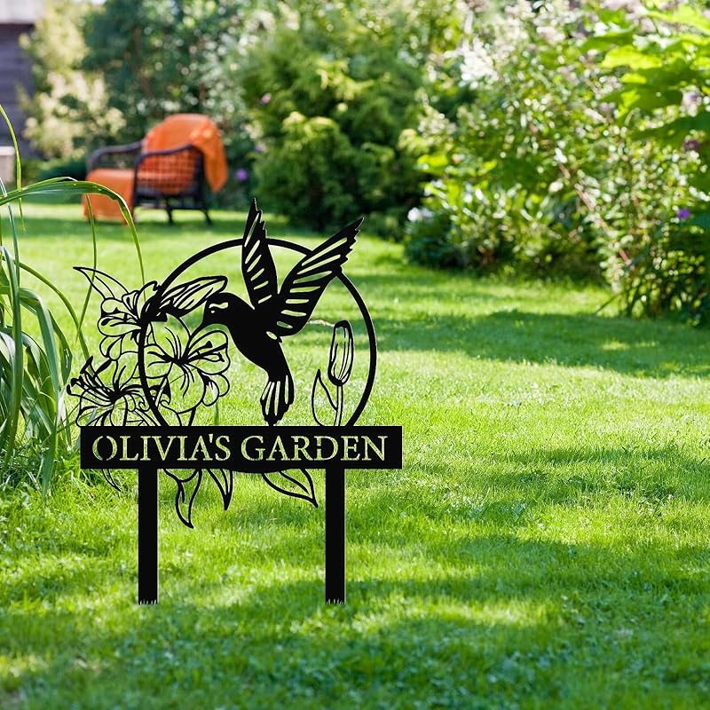 Personalized Garden Signs | Garden Stake Metal Sign | Custom Garden Sign | Customized Bird Garden Name Sign Yard Sign| Garden Signs Decorative Outdoor | Personalized Camping Gifts