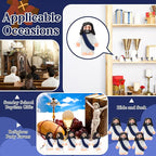 Bememo 100 Pcs Jesus Toys Original Design Mini Rubber Little Jesus Figurine to Hide and Seek Religious Party Favors Sunday School Craft Baptism Gifts for Easter Egg Stuffers (Navy Blue)