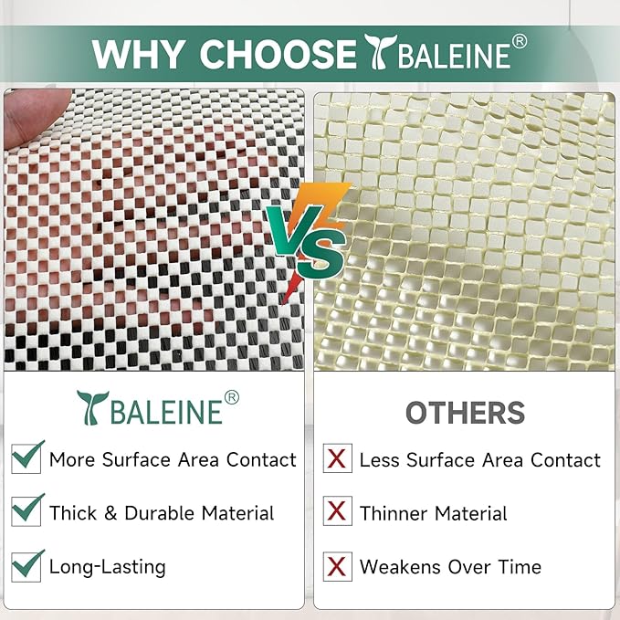 BALEINE Non Slip Rug Pad Rug Gripper for Hardwood Floors, Extra Thick Non Slip Mat Under Carpet (5'x7')