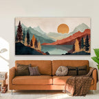 Tsomzxng Large Abstract Boho Wall Art For Living Room Canvas Art Wall Decor Artwork Mountain Forest Landscapes Abstract Art Colorful Wall Art Painting Prints Home Wall Decor 29"×58"