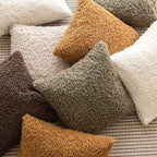 Foindtower Set of 2 Curly Teddy Wool Pillow Covers Decorative Boucle Textured Lumbar Throw Pillow Faux Fur Pillowcases Sheepskin Cushion Case for Sofa Bedroom Car 12"x20" Sage Green